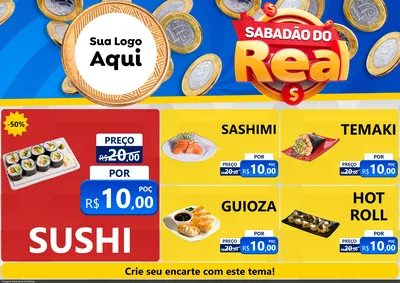 Modelo de Encarte para Encarte A4 Horizontal com o tema Sabadão do Real para Comida japonesa