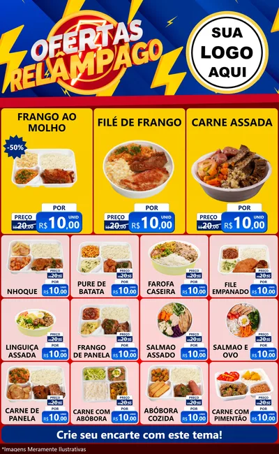 Modelo de Encarte para Encarte Grande com o tema Ofertas Relâmpago para Restaurante