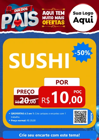 Modelo de Cartaz para Cartaz A4 Vertical com o tema Dia dos Pais para Comida japonesa