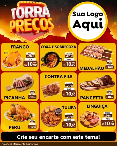 Modelo de Rede Social para Feed Instagram com o tema Torra Preços para Assados