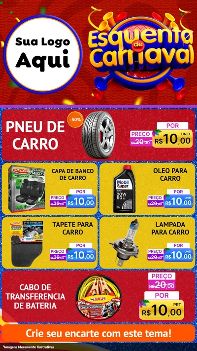 Modelo de TV para TV Vertical com o tema Esquenta de Carnaval para Auto peças