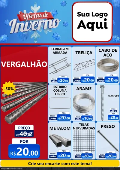Modelo de Encarte para Encarte A4 Vertical com o tema Ofertas de Inverno para Ferragens