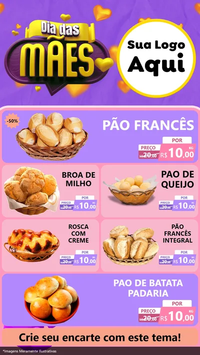 Modelo de TV para TV Vertical com o tema Dia das Mães para Padaria