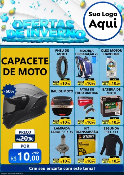 Modelo de Encarte para Encarte A4 Vertical com o tema Ofertas de Inverno para Moto peças