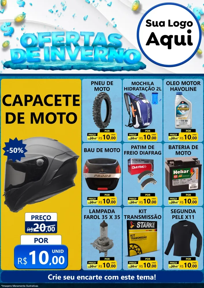Modelo de Encarte para Encarte A4 Vertical com o tema Ofertas de Inverno para Moto peças