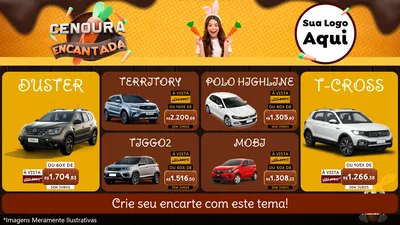 Modelo de TV para TV Horizontal com o tema Cenoura Encantada - Páscoa para Concessionaria de Carros