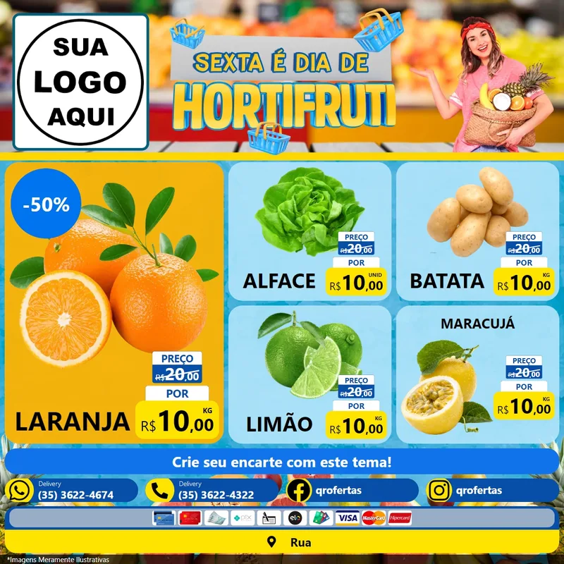 Modelo de Rede Social para Feed Facebook com o tema Sexta É Dia de Hortifruti para Hortifrúti