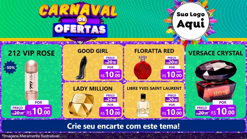 Modelo de TV para TV Horizontal com o tema Carnaval de Ofertas para Perfumes
