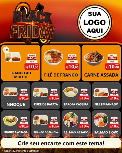 Modelo de Rede Social para Feed Instagram com o tema Black Friday para Restaurante
