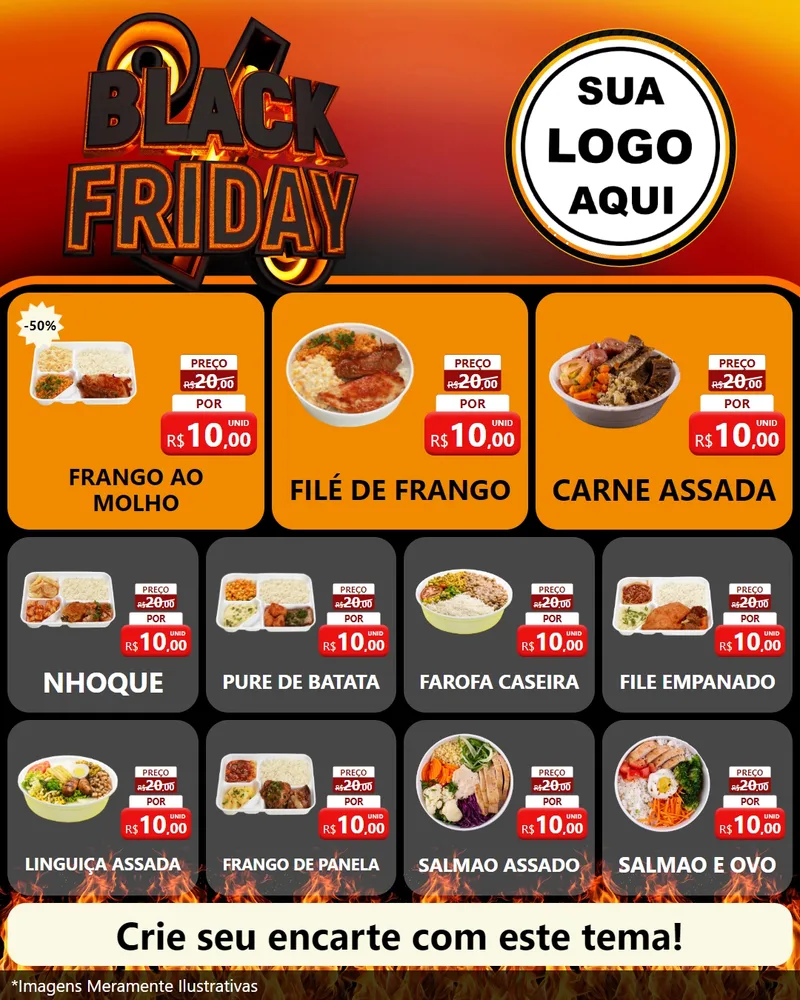 Modelo de Rede Social para Feed Instagram com o tema Black Friday para Restaurante
