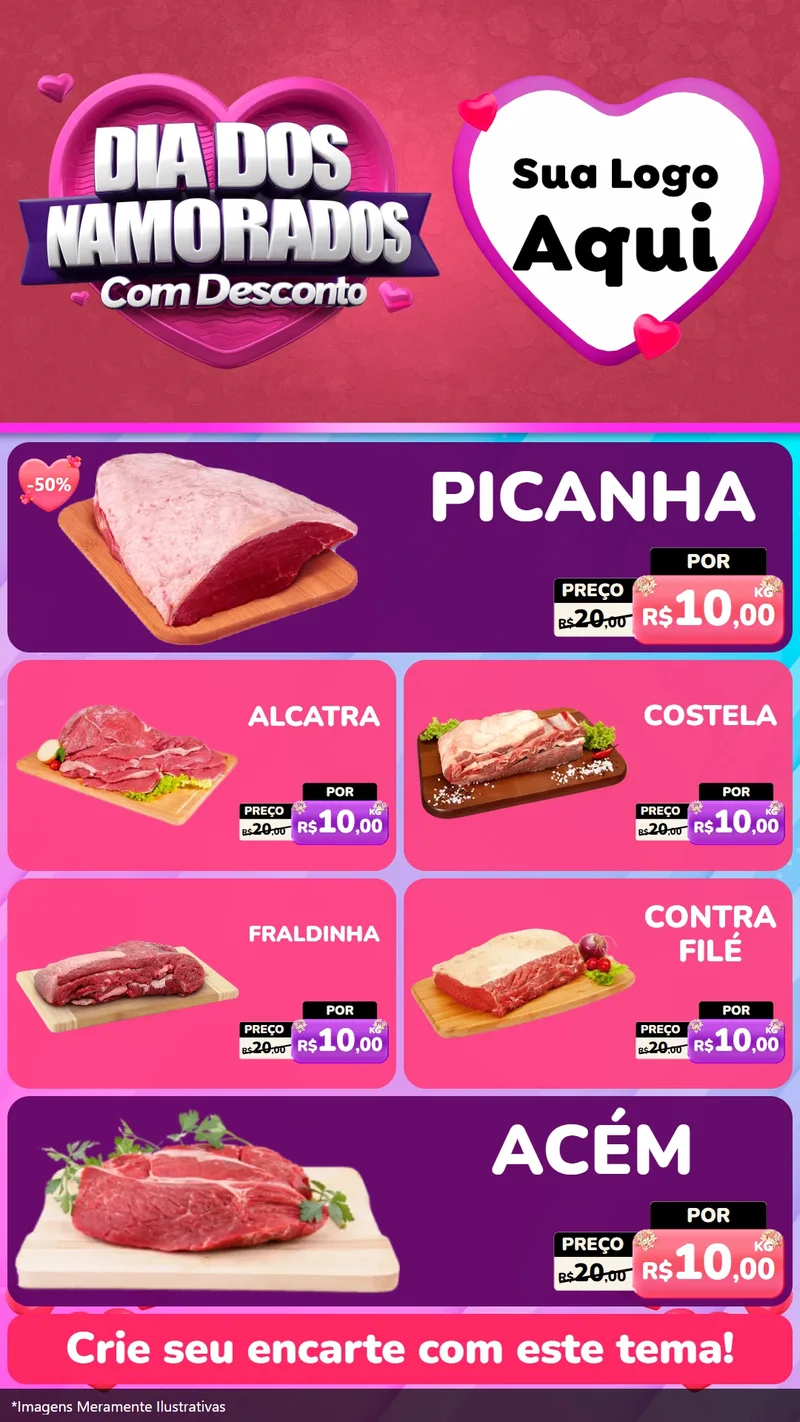 Modelo de TV para TV Vertical com o tema Dia Dos Namorados Com Desconto para Açougue