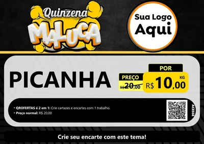 Modelo de Cartaz para Cartaz A4 Horizontal com o tema Quinzena Maluca para Açougue
