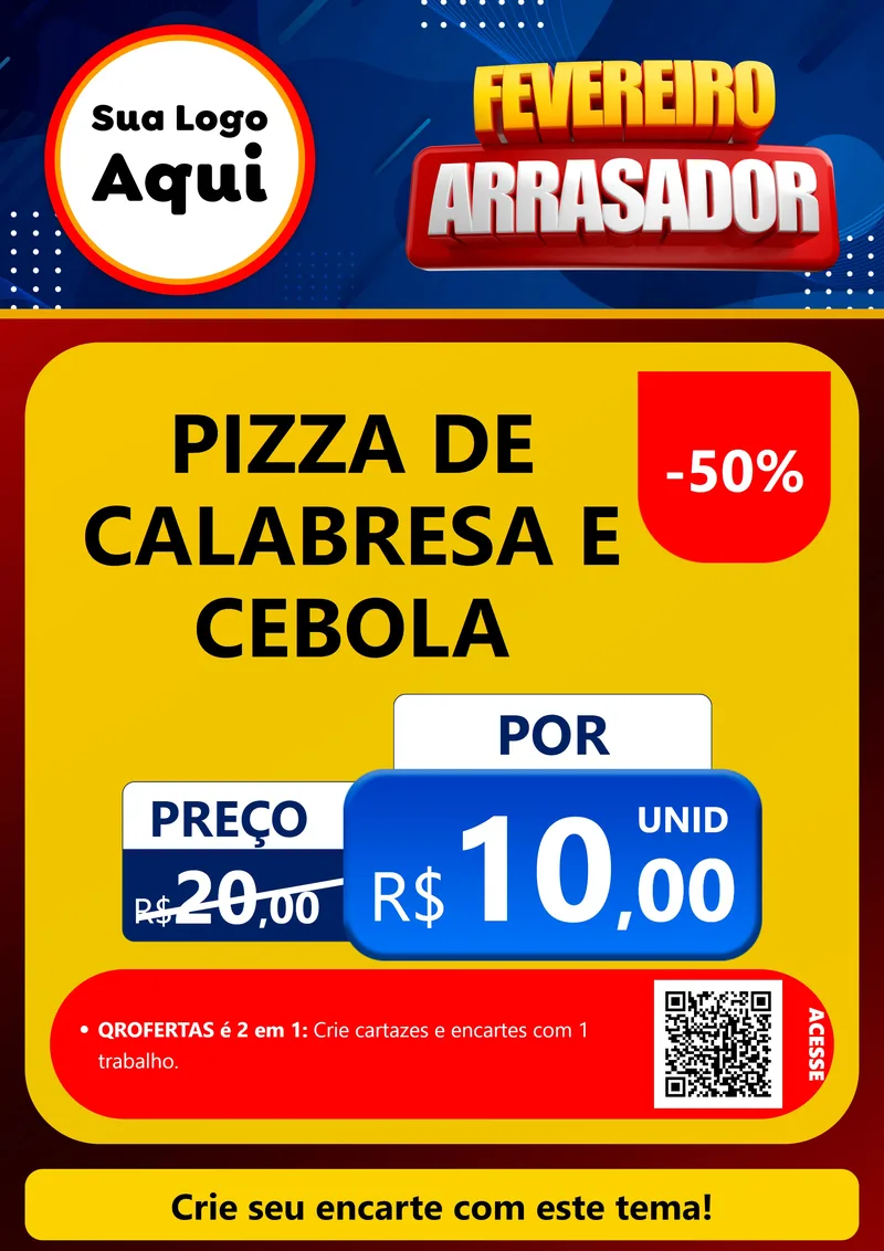 Modelo de Cartaz para Cartaz A4 Vertical com o tema Fevereiro Arrasador para Pizzaria