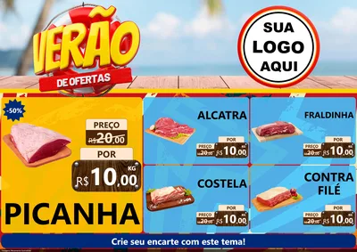 Modelo de Encarte para Encarte A4 Horizontal com o tema Verão de Ofertas para Açougue