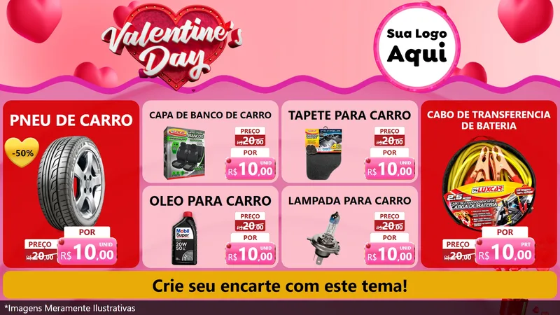 Modelo de TV para TV Horizontal com o tema Valentine's Day para Auto peças