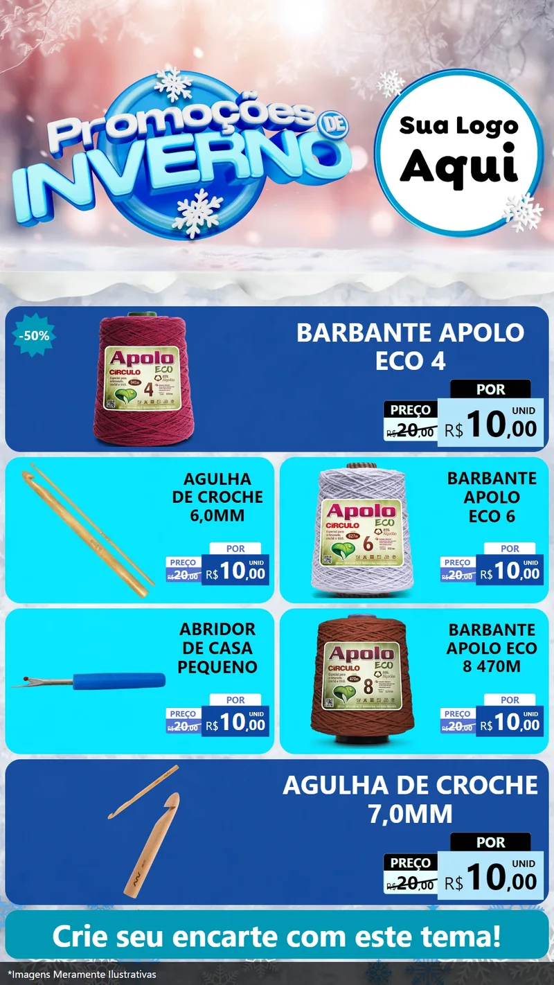 Modelo de TV para TV Vertical com o tema Promoções de Inverno para Armarinho e Aviamentos