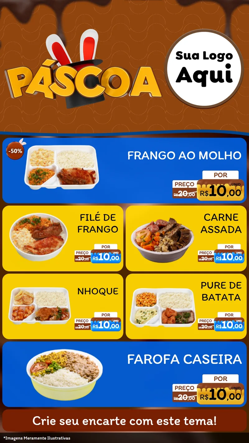 Modelo de TV para TV Vertical com o tema Páscoa para Restaurante