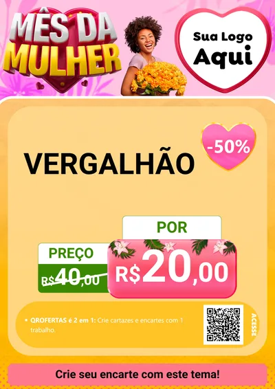 Modelo de Cartaz para Cartaz A4 Vertical com o tema Mês da Mulher para Ferragens