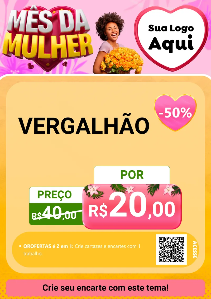Modelo de Cartaz para Cartaz A4 Vertical com o tema Mês da Mulher para Ferragens