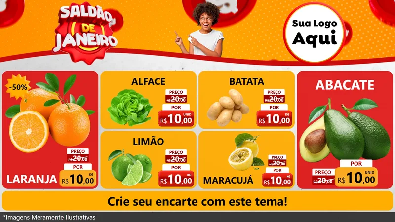 Modelo de TV para TV Horizontal com o tema Saldão de Janeiro para Hortifrúti