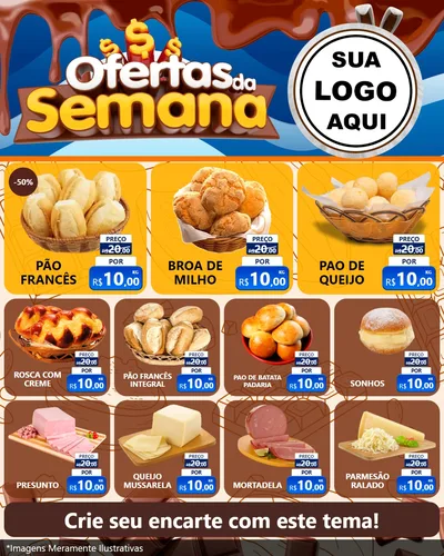 Modelo de Rede Social para Feed Instagram com o tema Ofertas da Semana - Páscoa para Padaria
