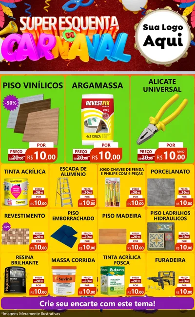 Modelo de Encarte para Encarte Grande com o tema Super Esquenta de Carnaval para Material para Construção