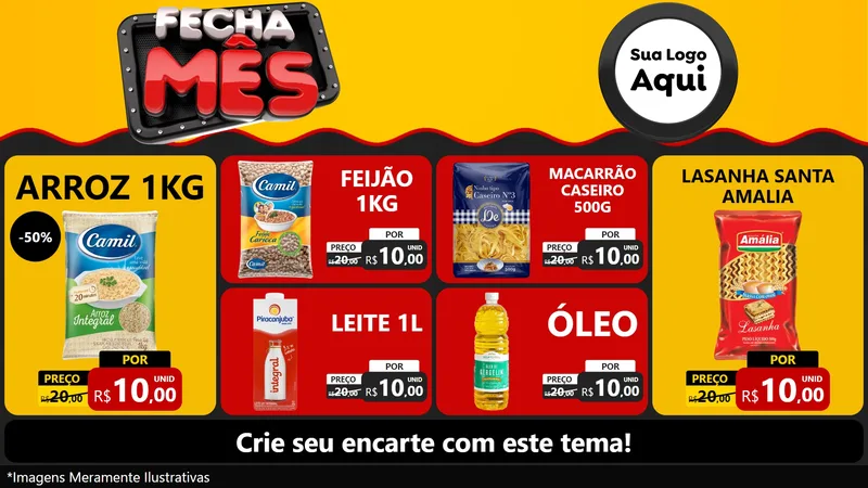Modelo de TV para TV Horizontal com o tema Fecha Mês para Supermercado