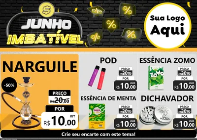 Modelo de Encarte para Encarte A4 Horizontal com o tema Junho Imbatível para Tabacaria