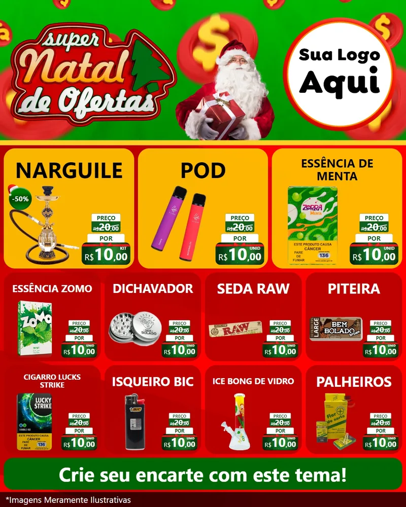 Modelo de Rede Social para Feed Instagram com o tema Super Natal de Ofertas para Tabacaria
