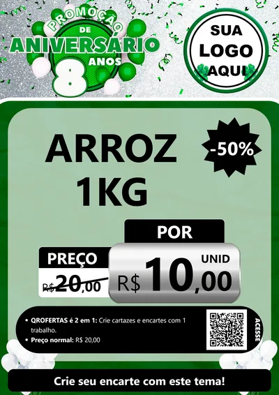 Modelo de Cartaz para Cartaz A4 Vertical com o tema Promoção de Aniversário - 8 Anos para Supermercado