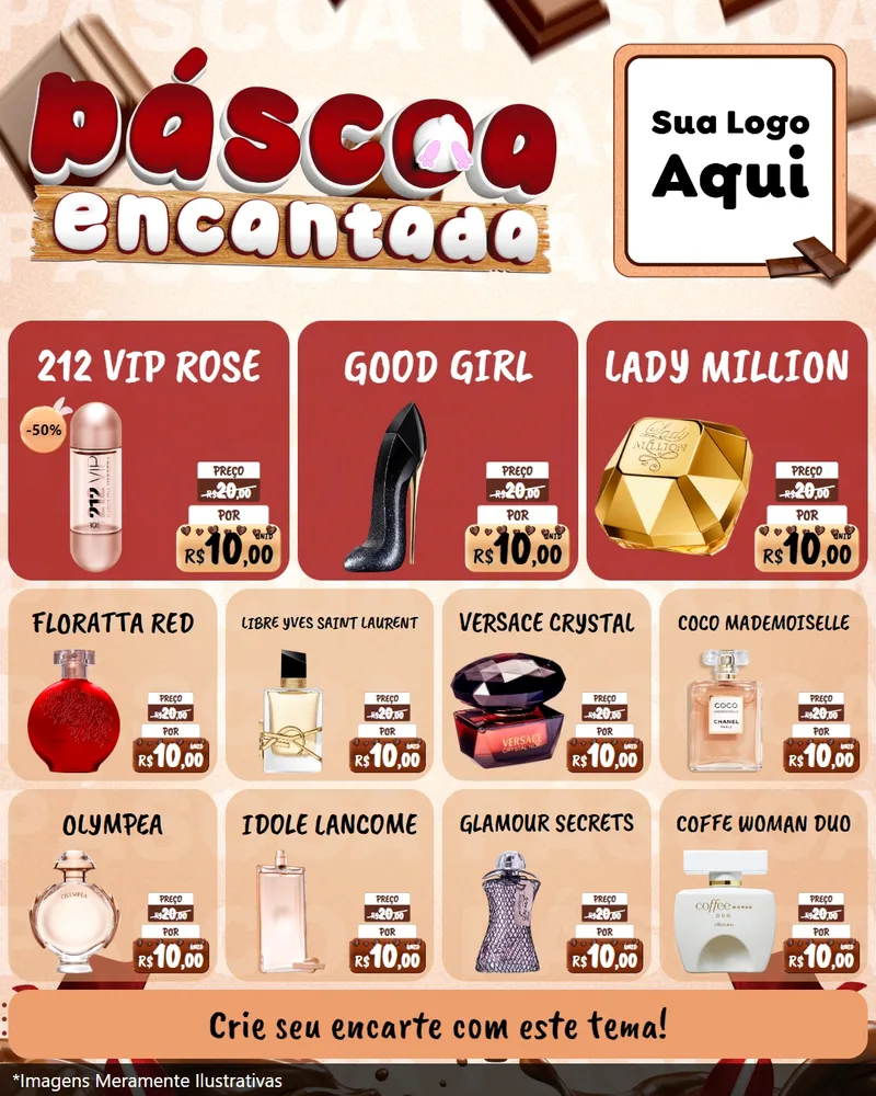 Modelo de Rede Social para Feed Instagram com o tema Páscoa Encantada para Perfumes
