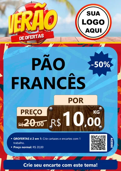 Modelo de Cartaz para Cartaz A4 Vertical com o tema Verão de Ofertas para Padaria