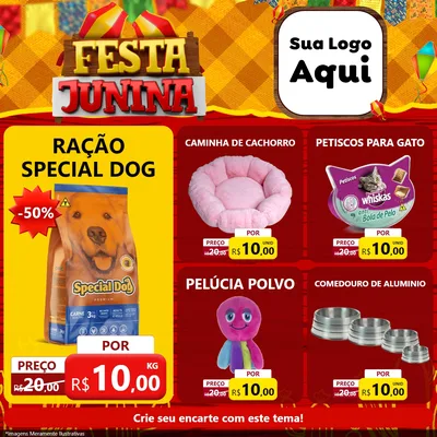 Modelo de Rede Social para Feed Facebook com o tema Festa Junina para Pet Shop