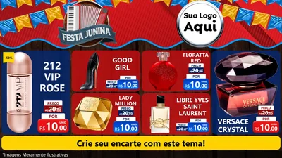 Modelo de TV para TV Horizontal com o tema Festa Junina para Perfumes