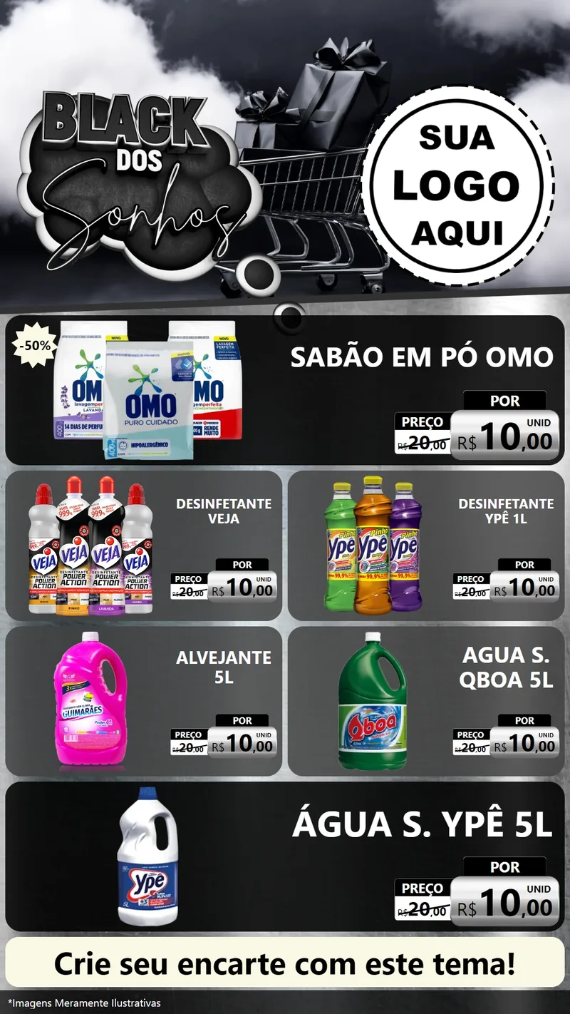 Modelo de TV para TV Vertical com o tema Black dos Sonhos para Produtos de Limpeza