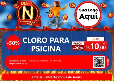 Modelo de Cartaz para Cartaz A4 Horizontal com o tema Dia N - O Dia Mais Barato Do Mês para Produtos para Piscina