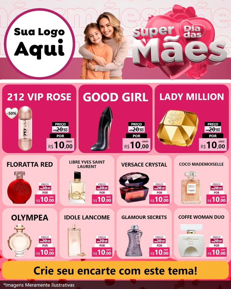 Modelo de Rede Social para Feed Instagram com o tema Super Dia Das Mães para Perfumes
