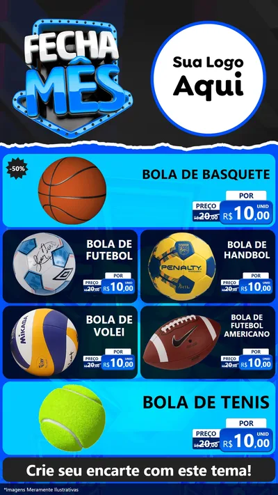 Modelo de TV para TV Vertical com o tema Fecha Mês para Artigos Esportivos
