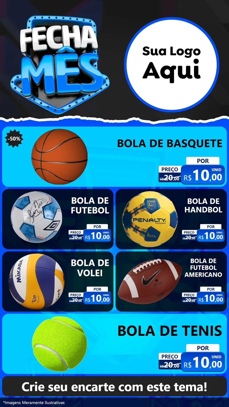 Modelo de TV para TV Vertical com o tema Fecha Mês para Artigos Esportivos