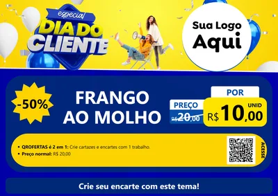 Modelo de Cartaz para Cartaz A4 Horizontal com o tema Especial Dia do Cliente para Restaurante