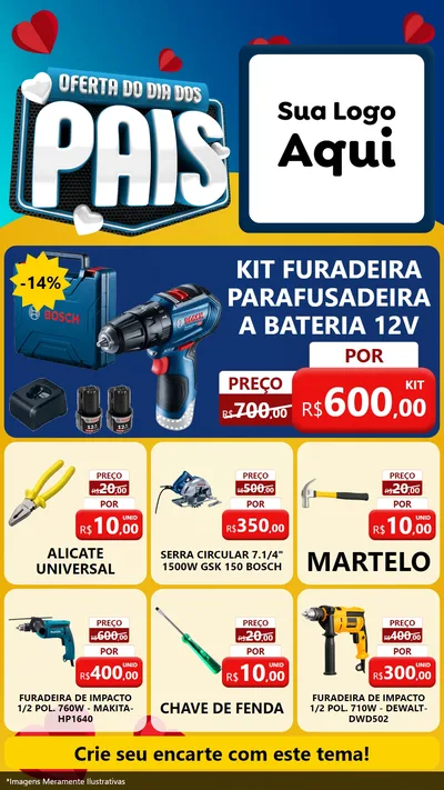 Modelo de Rede Social para Stories com o tema Oferta Do Dia Dos Pais para Maquinas e Ferramentas