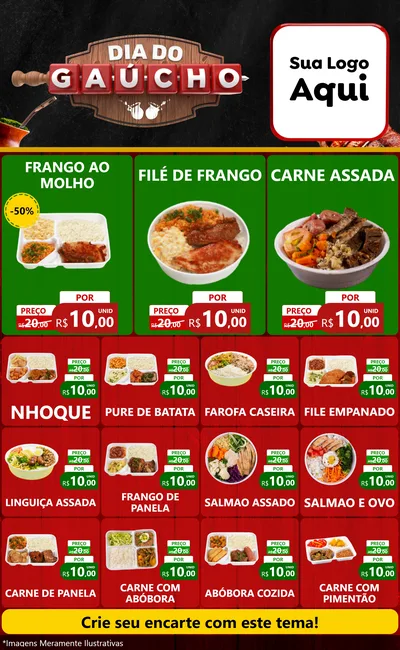 Modelo de Encarte para Encarte Grande com o tema Dia do Gaúcho para Restaurante