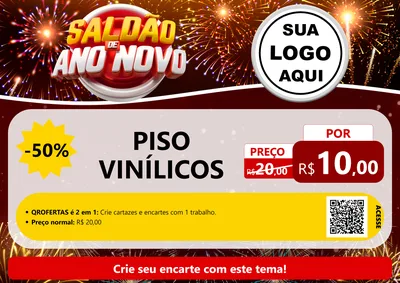Modelo de Cartaz para Cartaz A4 Horizontal com o tema Saldão de Ano Novo para Material para Construção