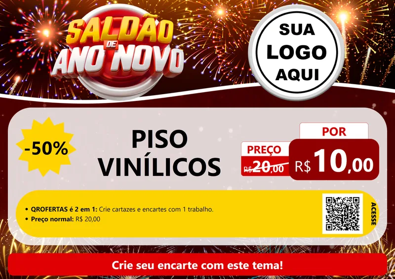 Modelo de Cartaz para Cartaz A4 Horizontal com o tema Saldão de Ano Novo para Material para Construção