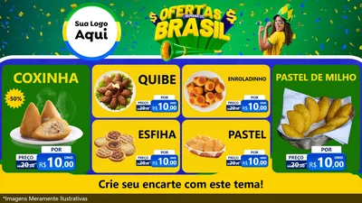 Modelo de TV para TV Horizontal com o tema Ofertas Semana do Brasil para Salgadaria