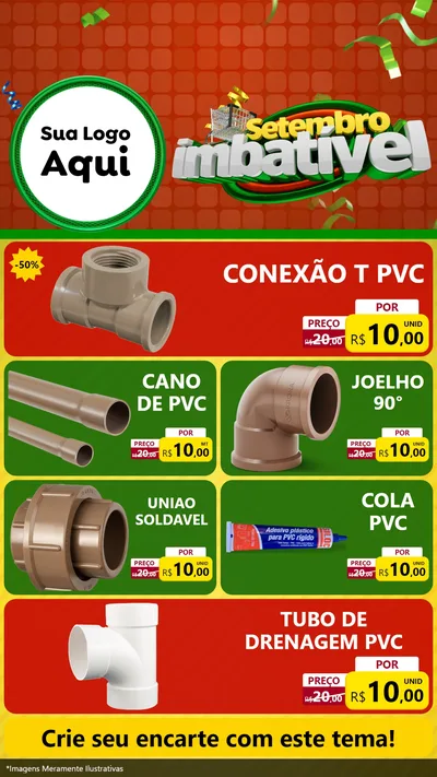 Modelo de TV para TV Vertical com o tema Setembro Imbatível para Tubos e conexões