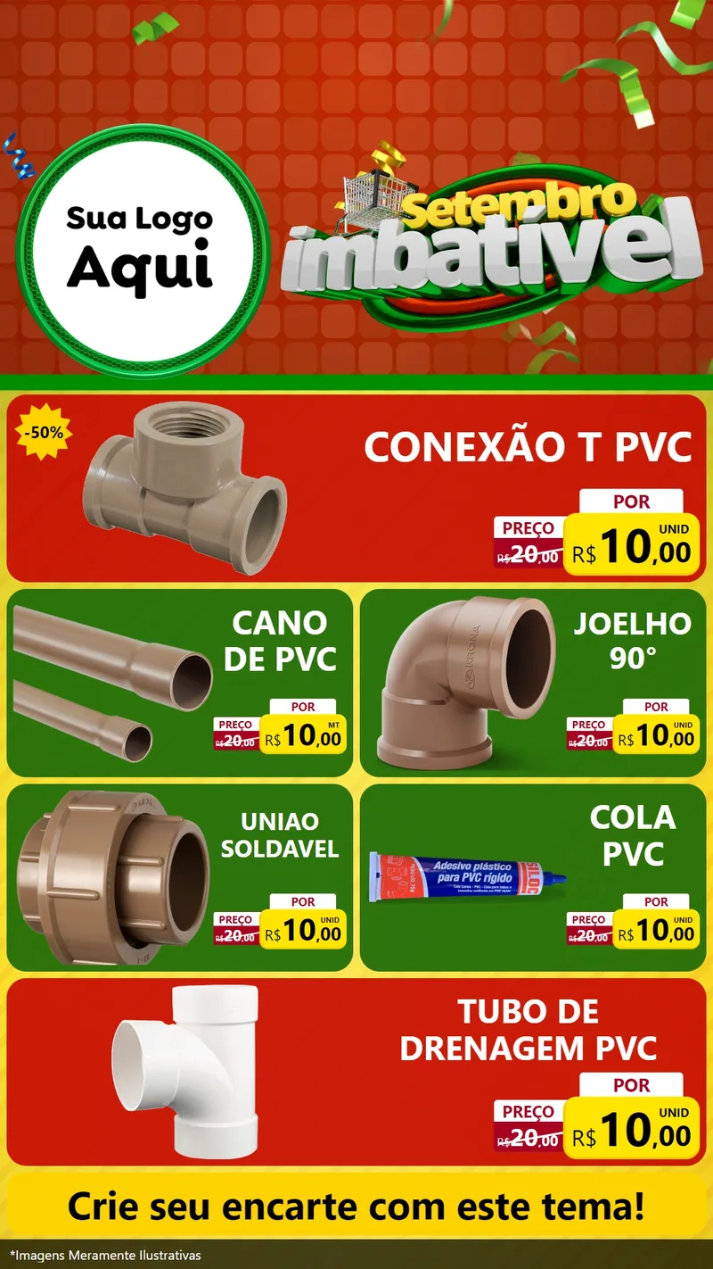 Modelo de TV para TV Vertical com o tema Setembro Imbatível para Tubos e conexões