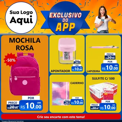 Modelo de Rede Social para Feed Facebook com o tema Exclusivo do Aplicativo para Papelaria