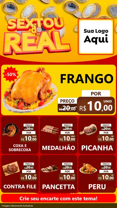 Modelo de Rede Social para Stories com o tema Sextou do Real para Assados