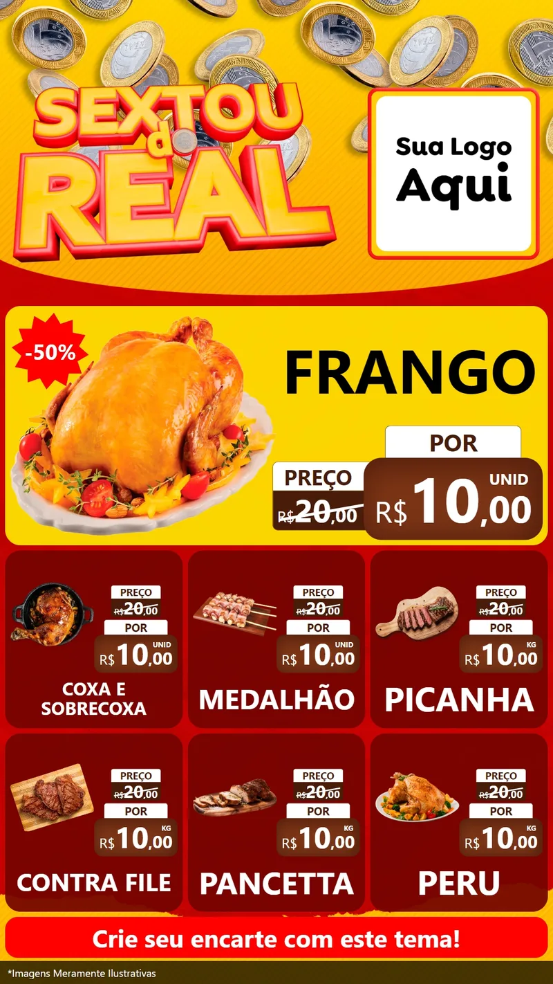 Modelo de Rede Social para Stories com o tema Sextou do Real para Assados